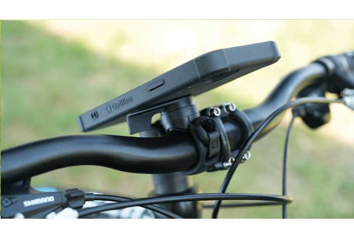 Handyhalterung mit Lampenriemen für Lenkerbefestigung