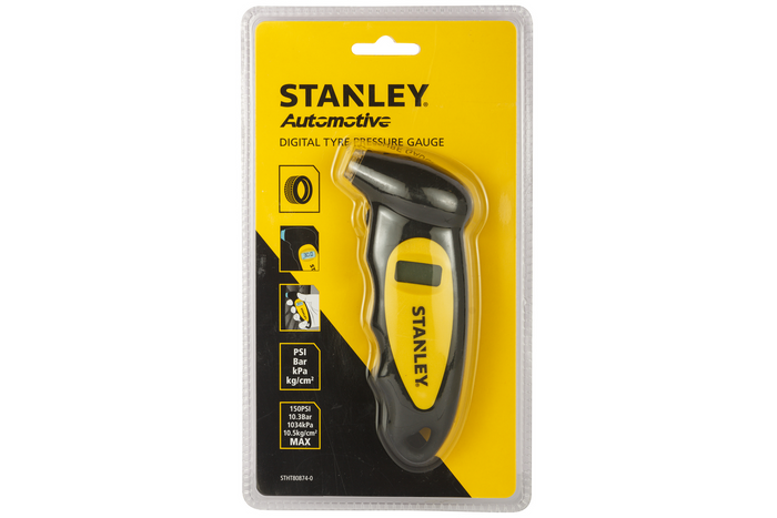 Digitales Reifendruckmessgerät von STANLEY Automotive, Messbereich 0-6,2 bar