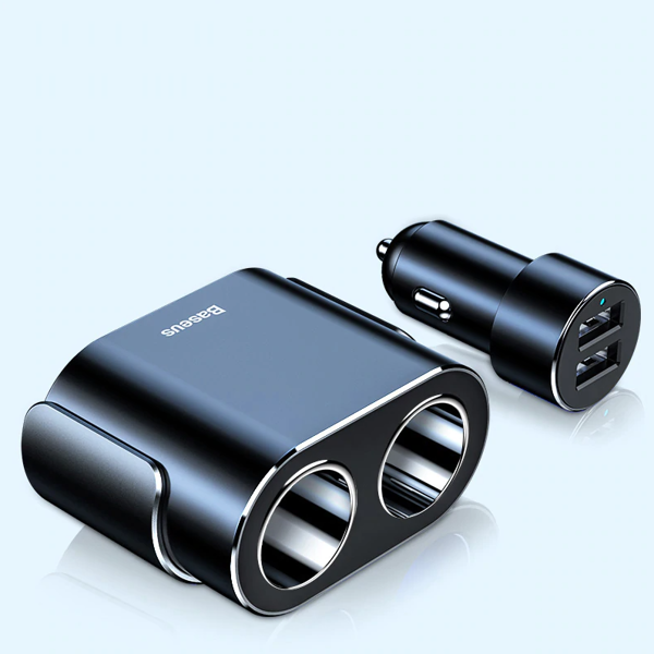 BASEUS Hochleistungs-Autoladegerät 2x USB + 2x Zigarettenanzünderbuchse 80W