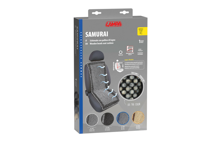 Samurai LAMP Sitzkissen aus Holzperlen, anthrazit/grau, Autositzmatte