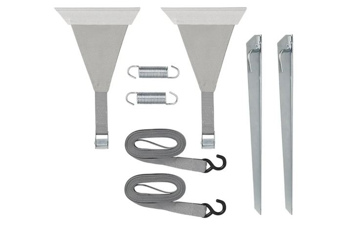Set aus zwei ProPlus 361729 Sturmbändern zur Befestigung an einer 2x4,8 m Markisenschiene