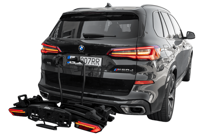 Inter Pack Velox 2 LED - faltbarer Anhängerkupplungs-Fahrradträger für 2 Fahrräder mit LED-Beleuchtung (schwarz)