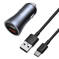 BASEUS Golden Pro 2xUSB 40W Autoladegerät-Set + USB-Kabel