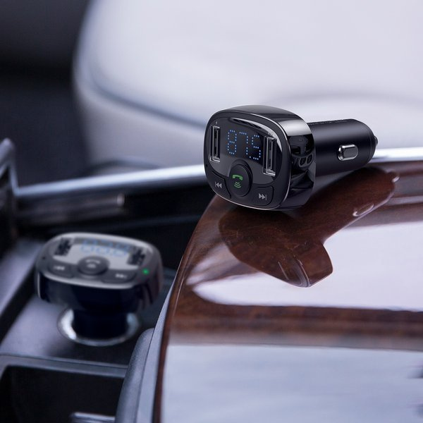BASEUS T FM-Transmitter mit Bluetooth 4.2, MP3-Player, Kfz-Ladegerät und 2x USB 3,4 A