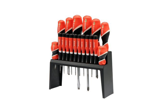 YATO YT-25982 18-teiliges Schraubendreher-Set mit Ständer