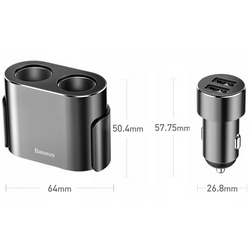 BASEUS Hochleistungs-Autoladegerät 2x USB + 2x Zigarettenanzünderbuchse 80W