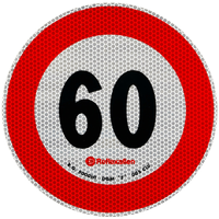Reflektierender Aufkleber LAMP Geschwindigkeitsbegrenzung 60 km/h Schild B-33
