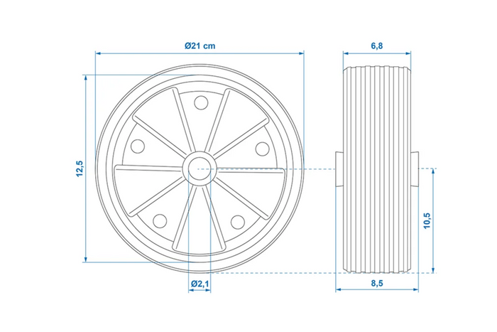 Ersatzrad für ProPlus 341549 Vollgummi-Stützrad 220x70mm