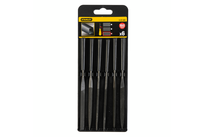 Set mit sechs STANLEY 0-22-500 Nadelfeilen, Länge 160 mm