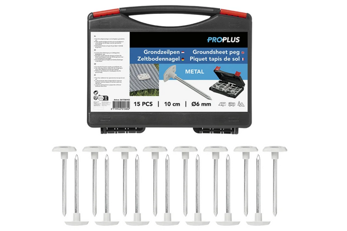 Set Zeltnägel ProPlus 361736V02 Metallnägel in einer Schachtel 15 Stück.