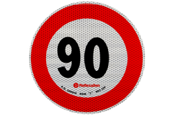Reflektierender Aufkleber LAMP Geschwindigkeitsbegrenzung 90 km/h Schild B-33