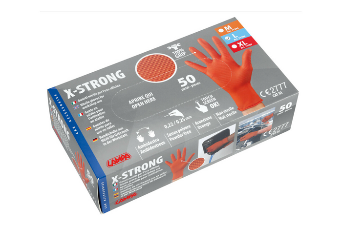 LAMPA X-Strong L Werkstatthandschuhe Nitrilhandschuhe 50 Stück.