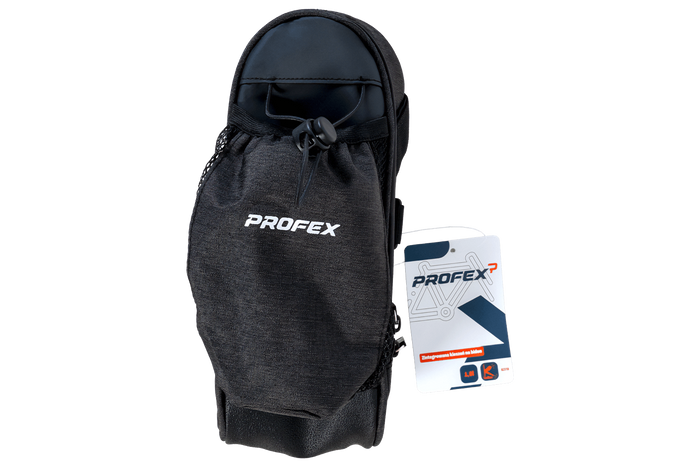 PROFEX 82318 Lange schwarze Luxus-Fahrradsatteltasche mit Flaschenfach