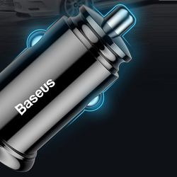 BASEUS Runder Kfz-Ladeadapter aus Kunststoff mit USB-A- und USB-C-Anschluss (30 W)