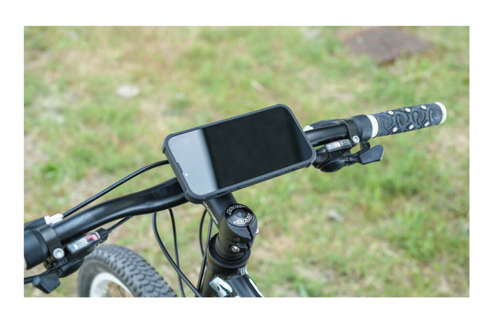 Handyhalterung mit Lampenriemen für Lenkerbefestigung