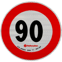 Reflektierender Aufkleber LAMP Geschwindigkeitsbegrenzung 90 km/h Schild B-33