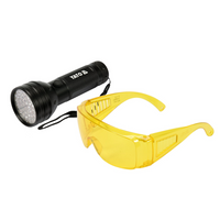 YATO YT-08581 UV-Taschenlampe + Schutzbrillen-Set mit 51 LEDs