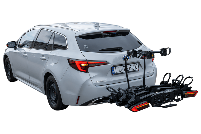 Inter Pack Velox 3 LED – faltbarer Anhängerkupplungs-Fahrradträger für 3 Fahrräder mit LED-Beleuchtung