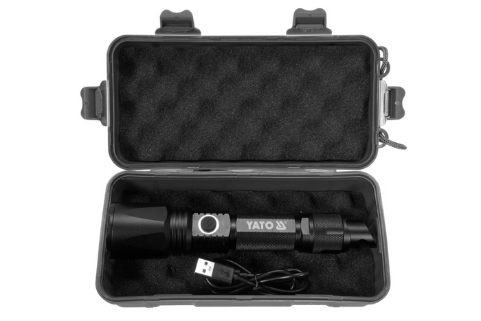 YATO YT-08559 LED 900lm Multifunktions-Taschenlampe, Powerbank, Flaschenöffner, Notfallhammer