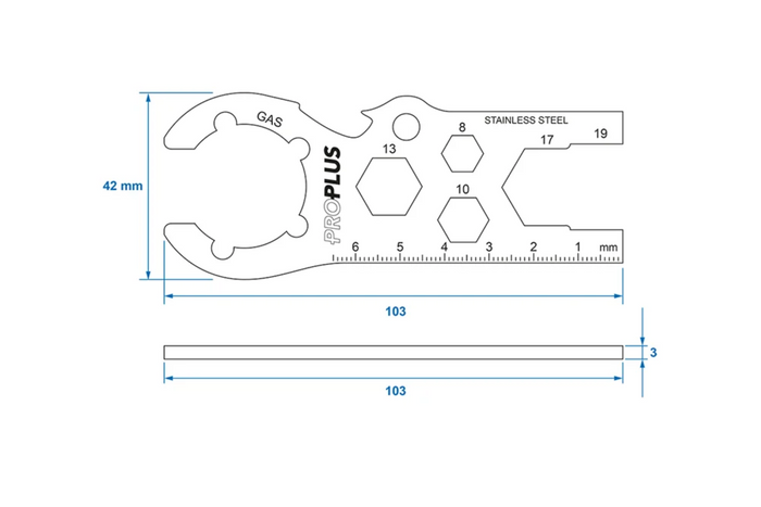 ProPlus 770549DEV01 Gaszylinderschlüssel Multifunktionsschlüssel