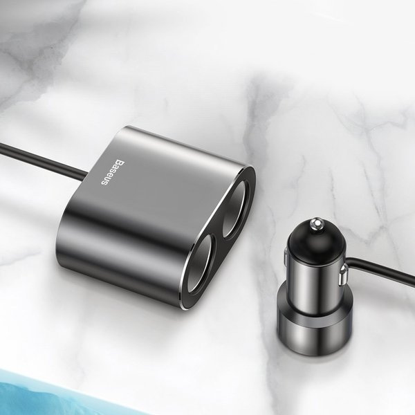 BASEUS Hochleistungs-Autoladegerät 2x USB + 2x Zigarettenanzünderbuchse 80W