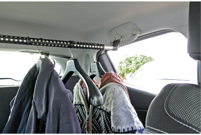 Auto-Kleiderstange mit Lampe, ausziehbarer Kleiderbügel 90-160 cm