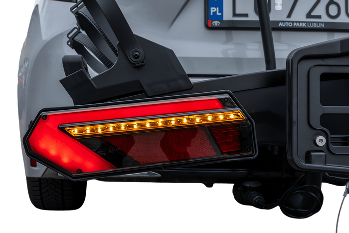 Inter Pack Velox 3 LED – faltbarer Anhängerkupplungs-Fahrradträger für 3 Fahrräder mit LED-Beleuchtung