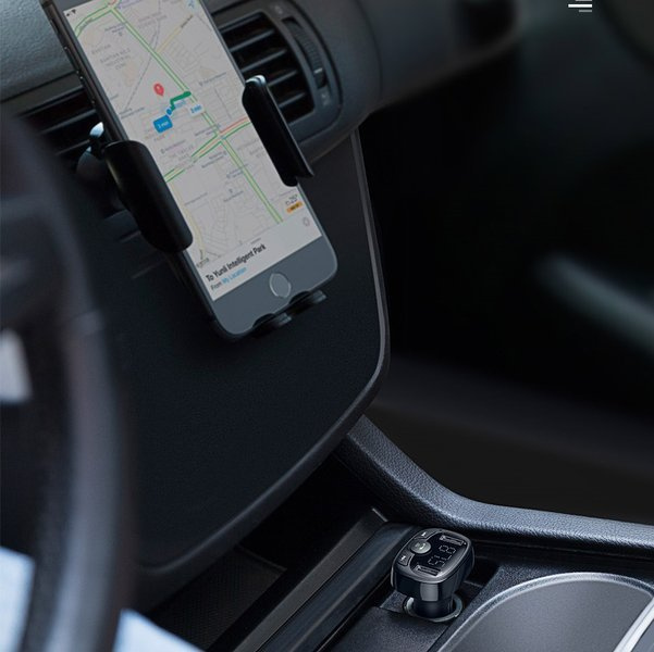 BASEUS T FM-Transmitter mit Bluetooth 4.2, MP3-Player, Kfz-Ladegerät und 2x USB 3,4 A
