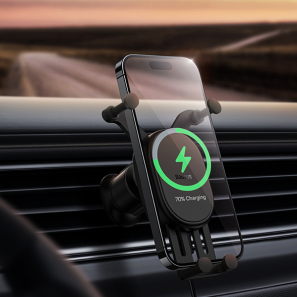 BASEUS Stabile Autohalterung mit Schwerkraftsystem und Qi 15W kabelloser Ladefunktion für die Lüftungsschlitze