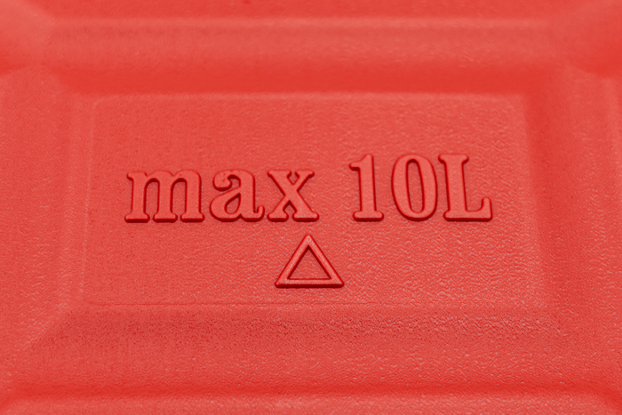 10-Liter-HERMON-Kunststoffkanister mit Trichter, rot