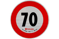 Reflektierender Aufkleber LAMP Geschwindigkeitsbegrenzung 70 km/h Schild B-33