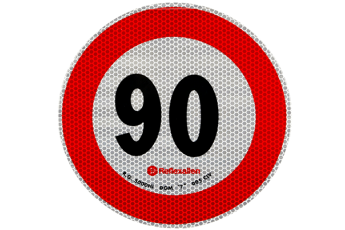 Reflektierender Aufkleber LAMP Geschwindigkeitsbegrenzung 90 km/h Schild B-33