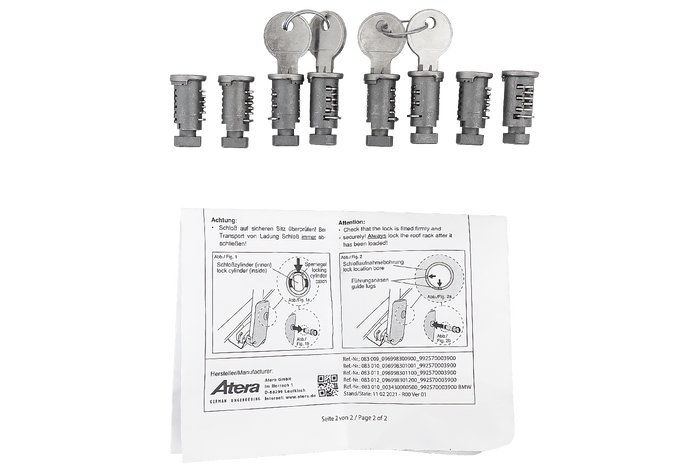 Atera Schloss- und Schlüsselset (8-teilig + 2 Schlüssel) 083012