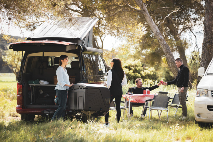 Towbox V3 Camper lang schwarz - Gepäckbox für Anhängerkupplung