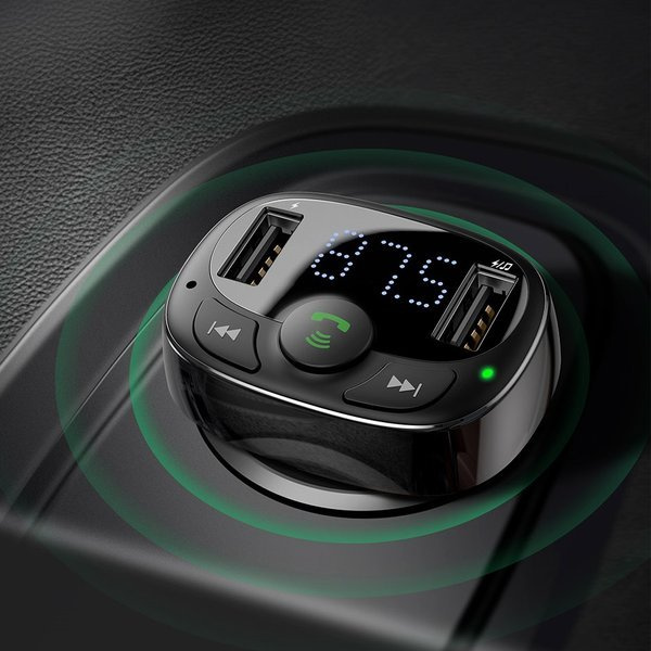 BASEUS T FM-Transmitter mit Bluetooth 4.2, MP3-Player, Kfz-Ladegerät und 2x USB 3,4 A