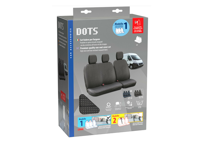 LAMPA Dots-1 Autositzbezüge, schwarz/grau, für Busse und Transporter