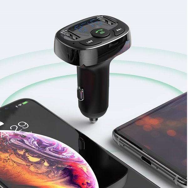 BASEUS T FM-Transmitter mit Bluetooth 4.2, MP3-Player, Kfz-Ladegerät und 2x USB 3,4 A