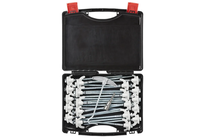 Set mit Schraubheringen für ProPlus 365014 Metallheringe mit Haken 20x20cm